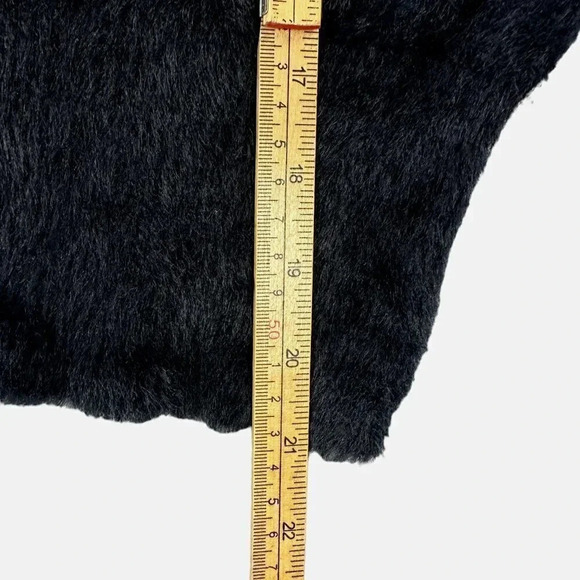 Y2K bebe Fuzzy Sweater womens size Medium Large Jet Black Semi Crop 90s - Picture 5 of 16